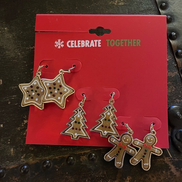 Kohl’s Celebrate Together Three Pairs Gingerbread Earrings Star Tree Boy - Picture 4 of 5